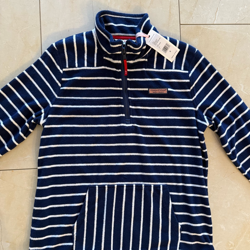 Vineyard Vines Women’s Small Nwt- Blue And White Striped Terrycloth Shepshirt